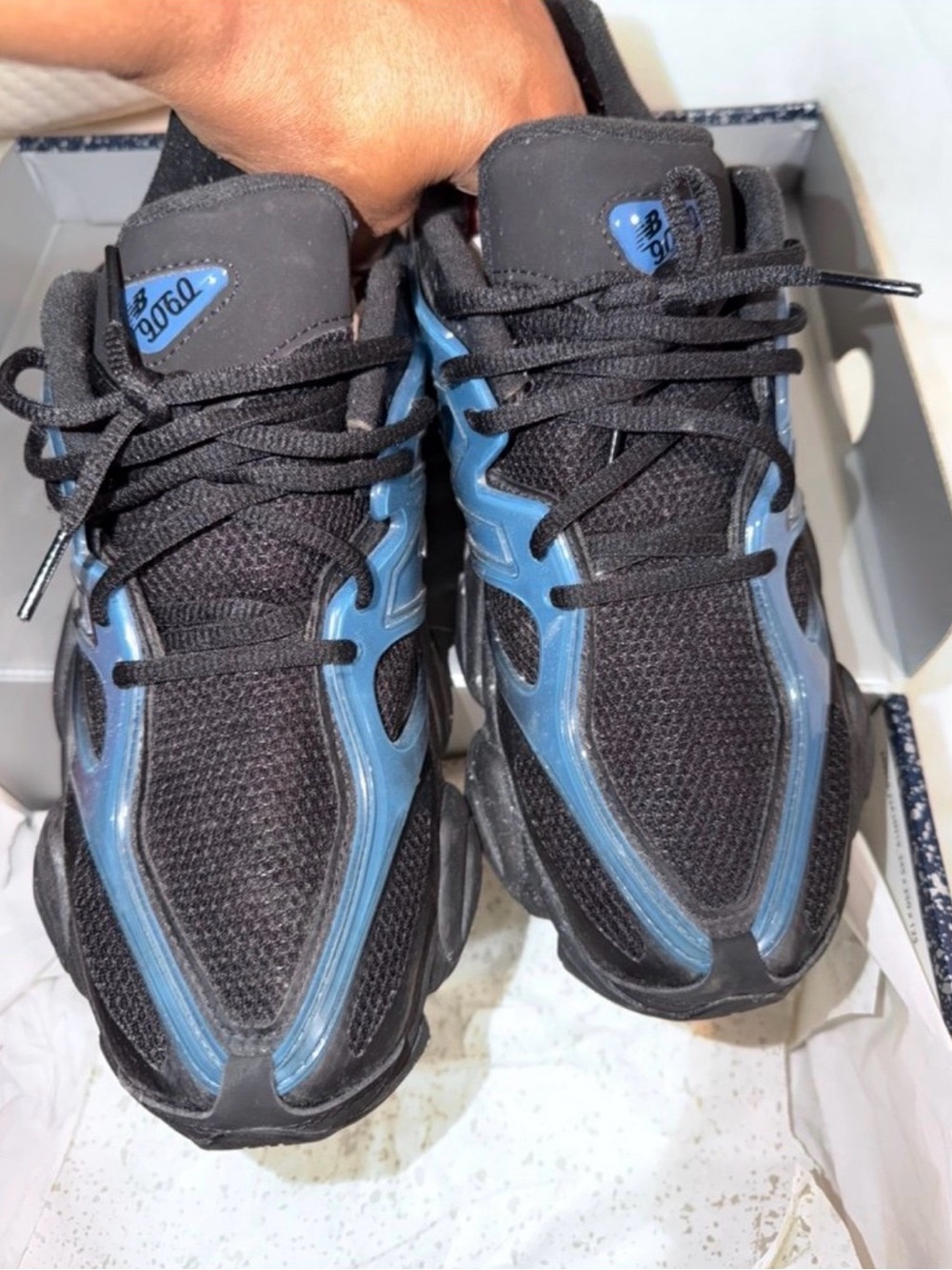 New Balance 9060 Black & Blue Mesh Sneakers1 0.5 FREE NBA SOCKS